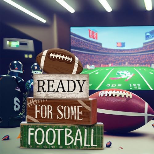Yuntau 4 Pcs Fall Football Decorations for Home Farmhouse Tiered Tray Decor - Image 4