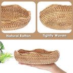 Hipiwe Natural Rattan Tray 8.5" Wicker Key Basket Bowl for Entryway Table - Image 4