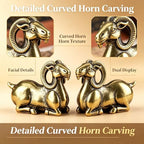 2-Pack Mini Solid Brass Goat Figurines, Vintage Kneeling Ram Statue Set, Small Metal Animal Sculpture Ornament for Tabletop Shelf Tea Room Decor, Collectible Gift (1.2" H × 1.6" L Each) - Image 3