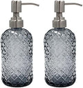 16oz Diamond Pattern Glass Soap Dispenser with Rust Resistant Pump by SDlumeiy