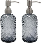 16oz Diamond Pattern Glass Soap Dispenser with Rust Resistant Pump by SDlumeiy
