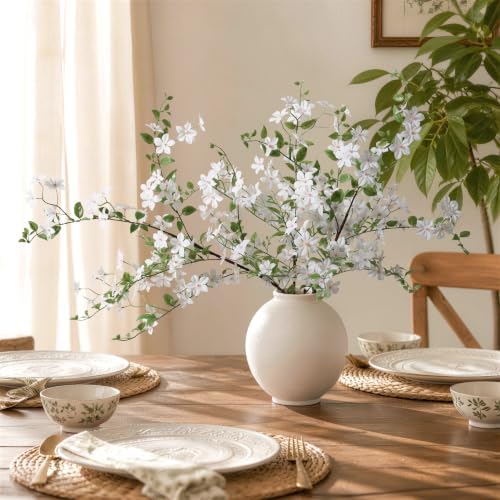 Fake Flowers, 3 Pcs Artificial Flowers Greenery Stems Faux Greenery Stems Branches for Vases Realistic Silk Real Touch Spring Greenery Stems Bulk Bedroom Office Wedding Table Summer Home Decor - Image 6