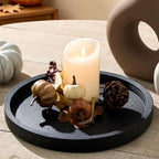 Vanselia Decorative Table Tray Round Trays Home Decor Cement (11.8" Black) by VanseliaHome