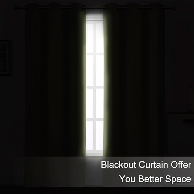 Blackout Curtains 66 x 95 inch/Sage Green Curtains Set of 2 Panels/Thermal - Image 3