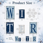 Threehoney 6 Piece Winter Wood Block Decor, Blue and White Winter Letter Sign with Snowflake, Rustic Wooden Tabletop Decorations for Shelf Mantel Tiered Tray Home Decor - Image 3
