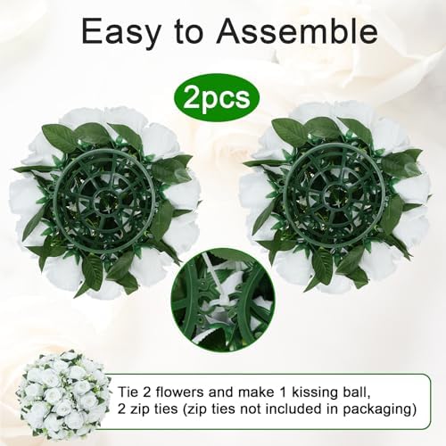2 Pcs Flower Centerpieces for Tables White Arrangement Bouquet, 12.6in - Image 5