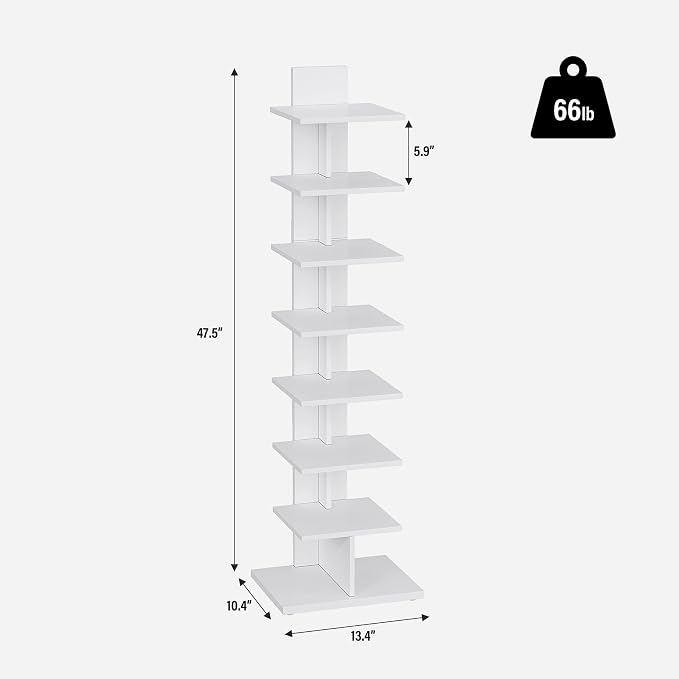 TUTOTAK Narrow Bookshelf, 8-Tier Bookcase, Spine Book Shelf - Image 2