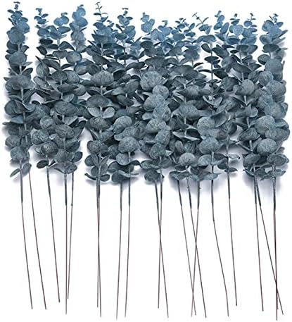 20 PCS 18.5" Artificial Eucalyptus Stems, Real Touch Leaves, Blue by FuleHouzz