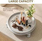 Matte Silver Decorative Tray, 11.8 Inch Round Tray with Claw Feet - Image 6