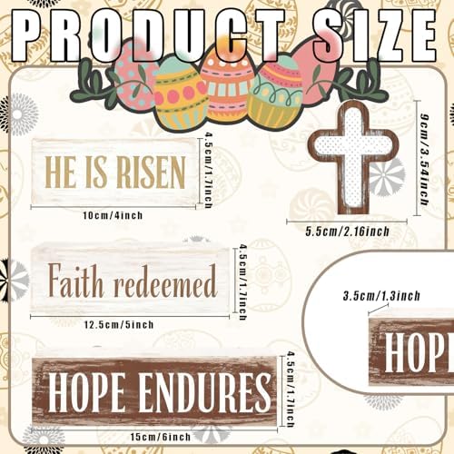 Easter Decorations - He Is Risen Cross Tiered Tray Decor - Faith Redeemed Religious Wooden Tabletop Sign - Farmhouse Easter Christian Home Decor Indoor - Spring Home Decor for Living Room, Kitchen Counter, Seasonal Farmhouse Display - Image 4