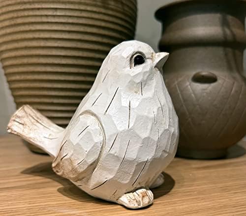 NEW White Modern Farmhouse Bird Figurine, Bird Statue Sculpture - Carved Rustic Distressed Animal Bird Ornaments - Home Decor Accents Collectible Bird Figurine | Spring - Image 5