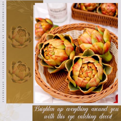 3Pcs Large Faux Artichoke Decor Artificial Vegetable and Fake Fruit Realistic Artichoke Bowl Filler for Home Kitchen Centerpiece Table Party Decorations (Yellow) - Image 4