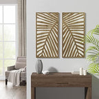 Madison Park Wall Décor for Living Room - Birch Palms Botanical Two-Tone, Home Accent Modern Kitchen Dining Decoration, Ready to Hang 2-Piece Wood Panel Set for Bedroom, 16"W x 32"H, Dark Palm - Image 3