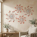 ZEXUIRU 4 Set Silver Starburst Wall Art for Home Decor Metal Bling Crystal Rhinestones Sunburst Wall Decor Sparkling Rhinestone Art Accent -Red 13in/11.8in/9.8in/9.8in by ZEXUIRU