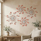 ZEXUIRU 4 Set Silver Starburst Wall Art for Home Decor Metal Bling Crystal Rhinestones Sunburst Wall Decor Sparkling Rhinestone Art Accent -Red 13in/11.8in/9.8in/9.8in by ZEXUIRU