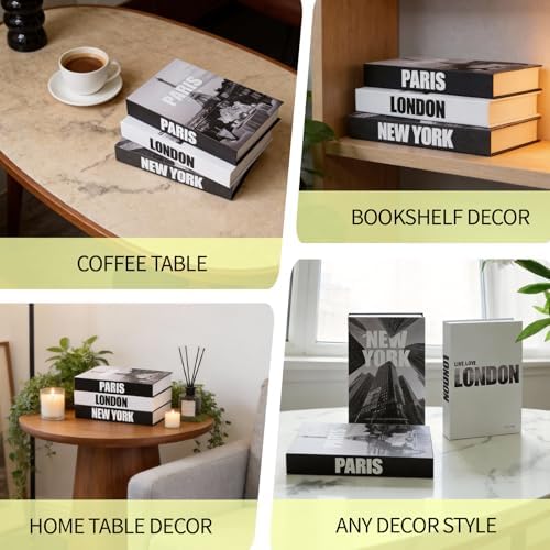 3 PCS Faux Decorative Books for Home Decor-Coffee Table Books Decor-Aesthetic Fake/Faux Books (3-Paris London New York Shipaitu 2-liti) - Image 7