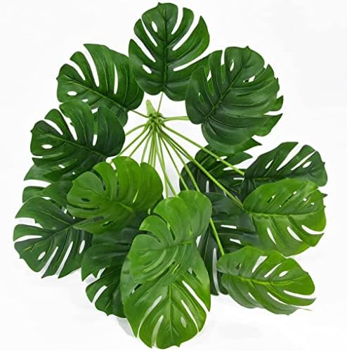Artificial Shrubs Plant, CATTREE Fake Tropical Palm 2 Pack Taro Leaves Faux Greenery Bushes Realistic Monstera Farmhouse Plants for Home Kitchen Garden Bathroom Bedroom Decor Outdoor Indoor Decoration - Image 6
