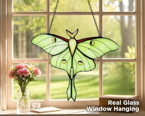 Luna Moth Stained Glass Window Hanging, Butterfly Suncatcher - Image 2