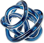 Torre & Tagus Orbit Hand Blown Glass Infinity Knot Sculpture - 4.5 Inch Glass Art Blue Knot Decor Ball for Home Decor, Small Centerpiece Table Decoration for Home Interior (Indigo Blue) by TorreTagusHome