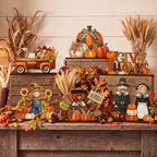 Wenqik 6 Pcs Fall Wooden Table Decorations for Home, Thanksgiving Harvest - Image 2