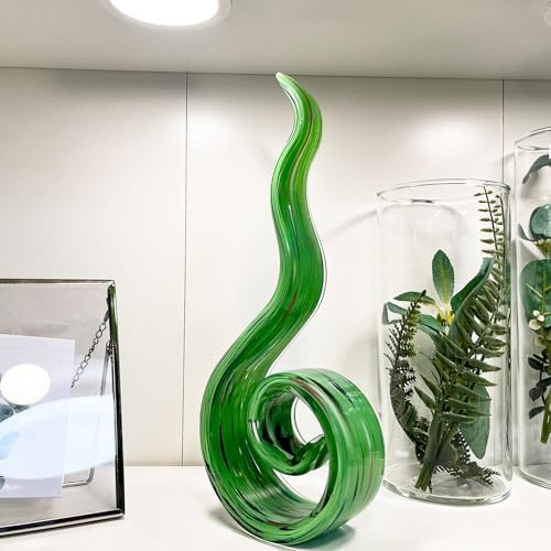 11.4" Tall Hand Blown Glass Sculpture, Murano Style Art Glass Figurine, Modern Coastal Home Decor Accent for Shelf, Table, TV Stand, Living Room Decoration - Image 4