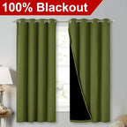 NICETOWN 100% Blackout Curtain Panels, Thermal Insulated Black Liner Curtains - Image 2