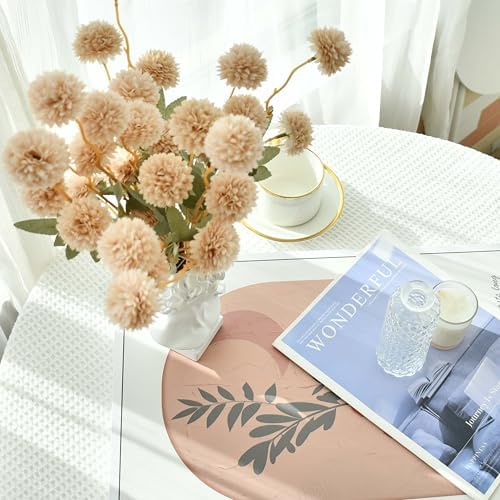 Mandy's 6 Stems Silk Beige Kiku Ball Flowers - Image 5
