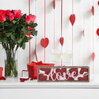 Vintage Valentine's Day Decorations for Office, Home, Table, Mantel, Shelf, Desk, 3 1/2 x 11 Inch Retro Valentine's Love Sign, Wooden Valentine Decor Sign, Farmhouse Red Pink Decoration (Love) - Image 6