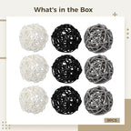 9 Pcs Rattan Decorative Balls, 3 Colors (Black, White, Gray), Handcrafted Woven Yarn Balls for Home Decor, Weddings, Parties, and Special Occasions - Image 5
