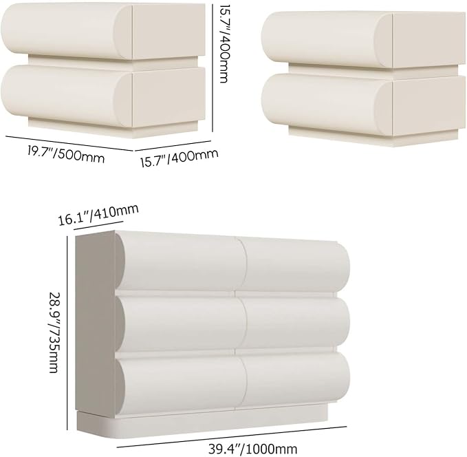 homary 3 Piece Bedroom Sets, Smart Night Stand - Image 2