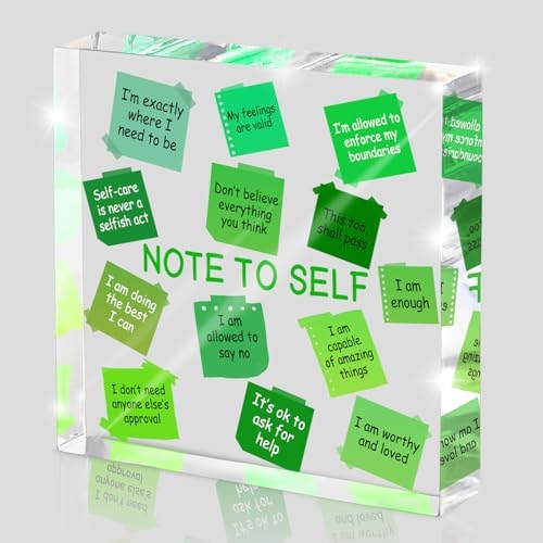 Motivational Office Decor - 4x4 inch Acrylic Sign, Green Desktop Decoration, Printed with Motivational Quotes, Perfect Wellness Gift for Positive Workspace, Gift for Women by MUZRUYOU