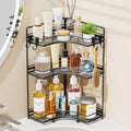 VITVITI 3 Tier Corner Bathroom Counter Organizer, Bathroom Countertop Organizer Storage for Sink, Metal Mesh Makeup Organizer for Vanity Countertop Kitchen with Hooks, Black by VITVITI