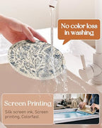 Absorbent Cup Coasters Set of 6 with Holder, Blue Flower - Image 2