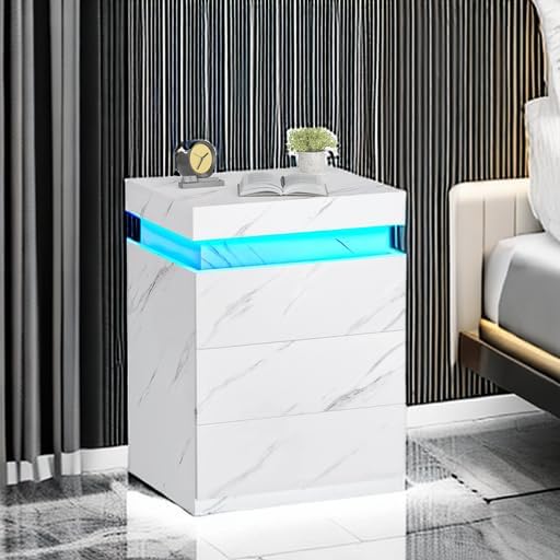 ADORNEVE Nightstand with Charging Station and LED Lights, Night Stand with - Image 6