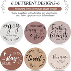 Queekay House Warming Gifts New Home Farmhouse Coasters Set of 6, Cinnamon - Image 4