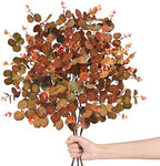 3PCS Fall Stems for Vases, Faux Eucalyptus Stems, Orange Brown by Luiywan