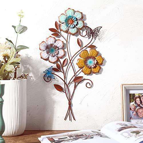 Moxweyeni Tricolor Flower Wall Decor 15 x 9.1 Inch, 1 Piece - Image 2