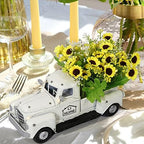 OurWarm White Vintage Truck Decor with Sunflowers, Rustic Farmhouse Decor - Image 6