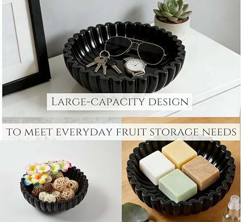 Ruffle Decor Large Decorative Bowl,fruit bowl kitchen stone bowl,bowl decor,Trendy home decor large Stylish Key Bowl for Entry Table - Image 6