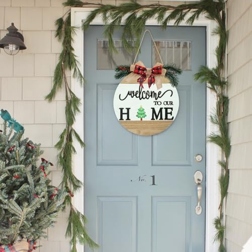 Interchangeable Welcome Sign for Front Door with 4 Seasonal Wreaths and 14 Changeable Icons, Farmhouse Front Porch Décor, Front Door Decoration, Seasonal Rustic Wooden Wall Sign home décor (7wood) - Image 6