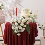 Nubry Artificial Silk Rose Flower Bouquet Lifelike White Fake Rose for Wedding Home Party Decoration Event Gift 10pcs (Off White) - Image 2