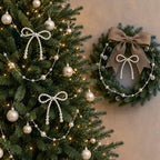 DIYDEC 25PCS Preal 4.5IN Christmas Bow Ornaments String Garland Decor - Image 3