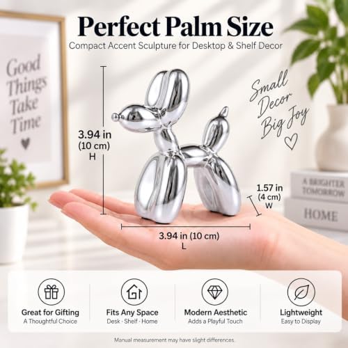 Silver Balloon Dog - Animal & Modern Sculpture Decor for Bedroom, Office & Preppy Room - Image 3