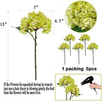 6Pcs 13" Light Green Silk Hydrangea Artificial Flowers - Image 2