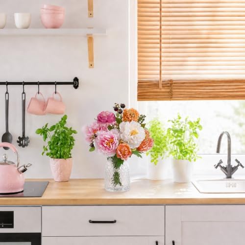 Fall Flower Arrangements with Vase Artificial Peony Home Decor - Image 7