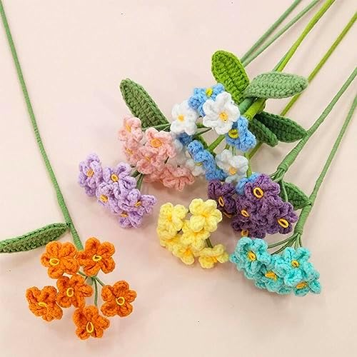 8 Pcs Hand-woven Forget-Me-Not Flower, Crochet myosotis Bouquet, Multicolor - Image 3