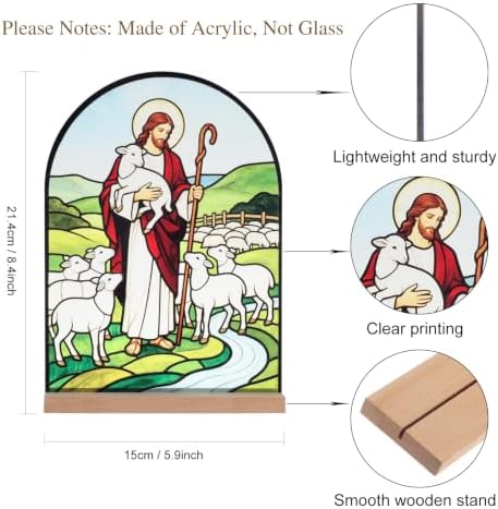 KOMI Jesus and Lambs Stand Statue Acrylic Catholic Icons Ornament Home Altar Decor Christian Gifts - Image 2