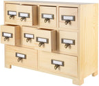 Apothecary Cabinet with 10 Drawers & Labels Rustic Library Card Catalog Cabinet by PACKGILO