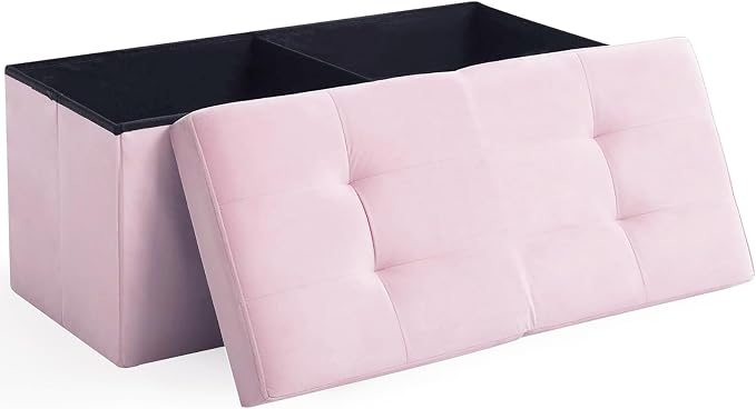 Storage Ottoman Bench Foldable Seat Footrest Shoe Bench End of Bed Storage by CUYOCA-MakeYouFeelComfort