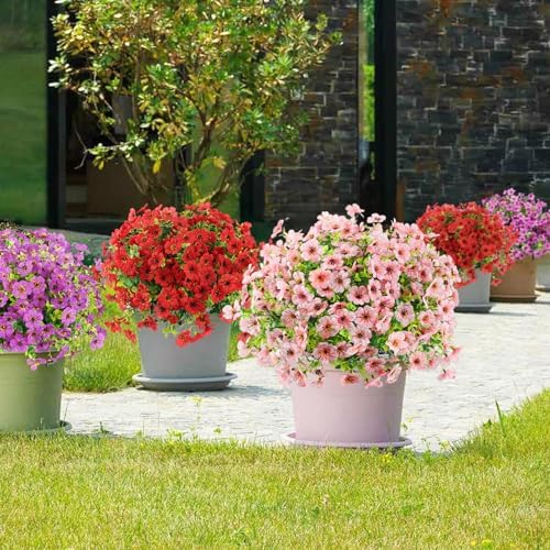 ATTGREAT Artificial Flowers for Outdoors UV Resistant, 12 Bundles(Pink) - Image 7